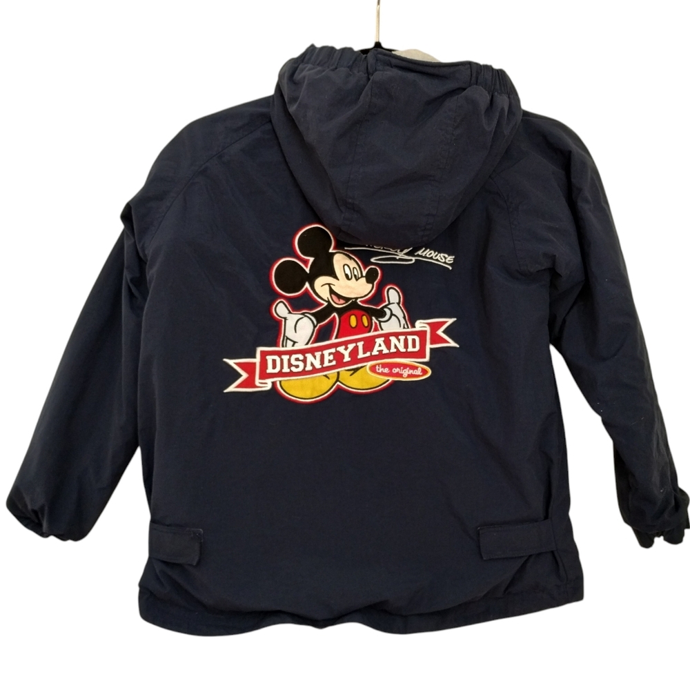 Vintage Disneyland Mickey Mouse Kid's Blue Hooded Jacket Size Medium Embroidered